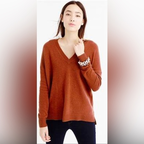 Nwot J Crew Brown Wool Blend V Neck Sweater Size Extra Small. - Picture 1 of 8